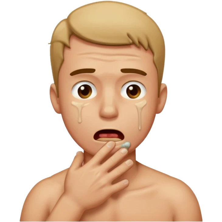 A man choking himself emoji