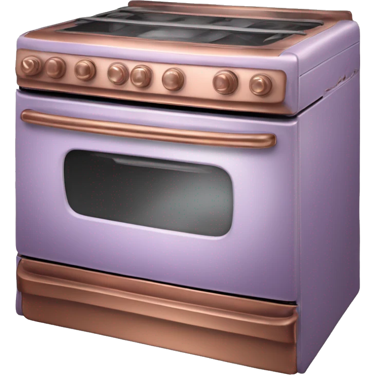 Realistic pastel purple and metallic copper vintage oven. emoji