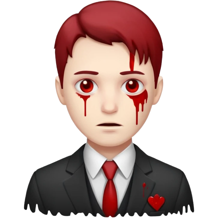 man in a suit with blood emoji