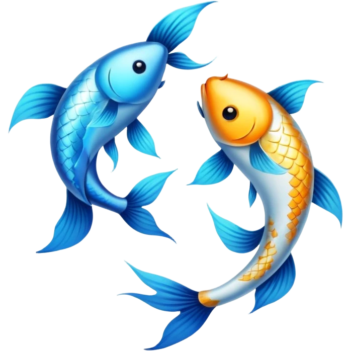 The zodiac symbol Pisces. Two fish in a “yin-yang” formation. One fish’s head is by the other fish’s tail, and vice versa. emoji