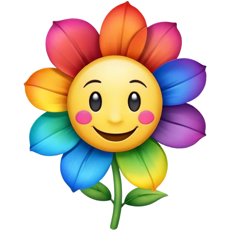 Rainbow flower with face emoji
