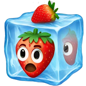 Ice cube with strawberry inside emoji