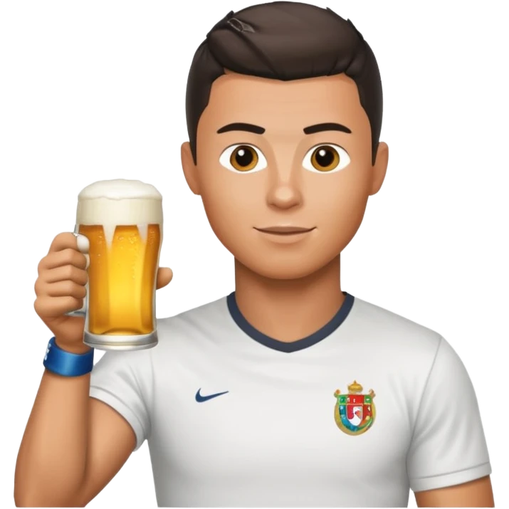 Cristiano Ronaldo en train de boire une bière  ou Real de Madrid emoji