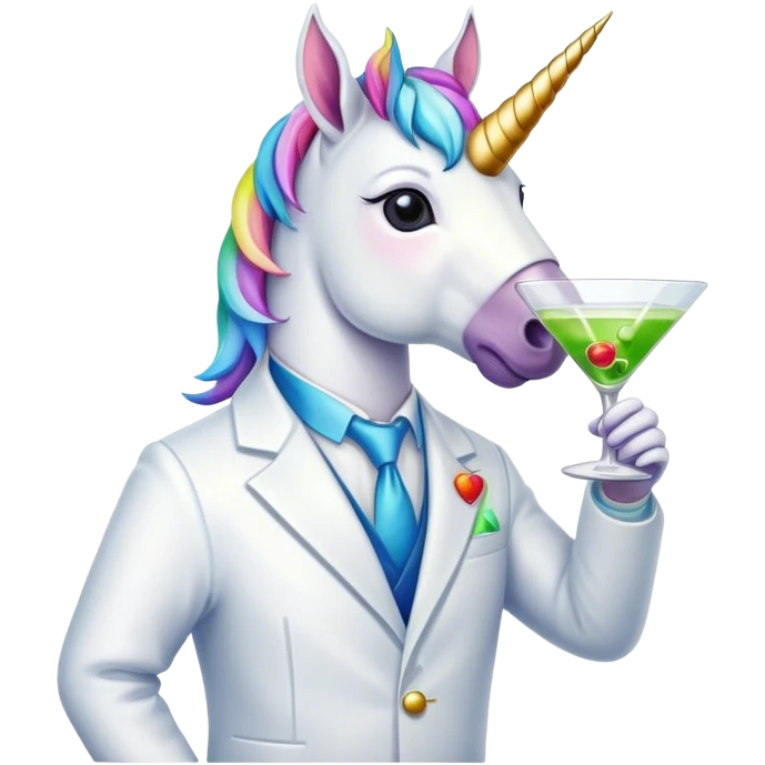 Unicorn drinking a martini emoji