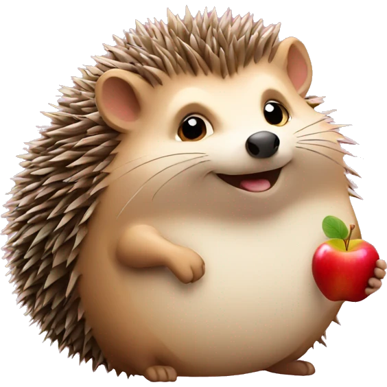 hedgehog with an apple emoji