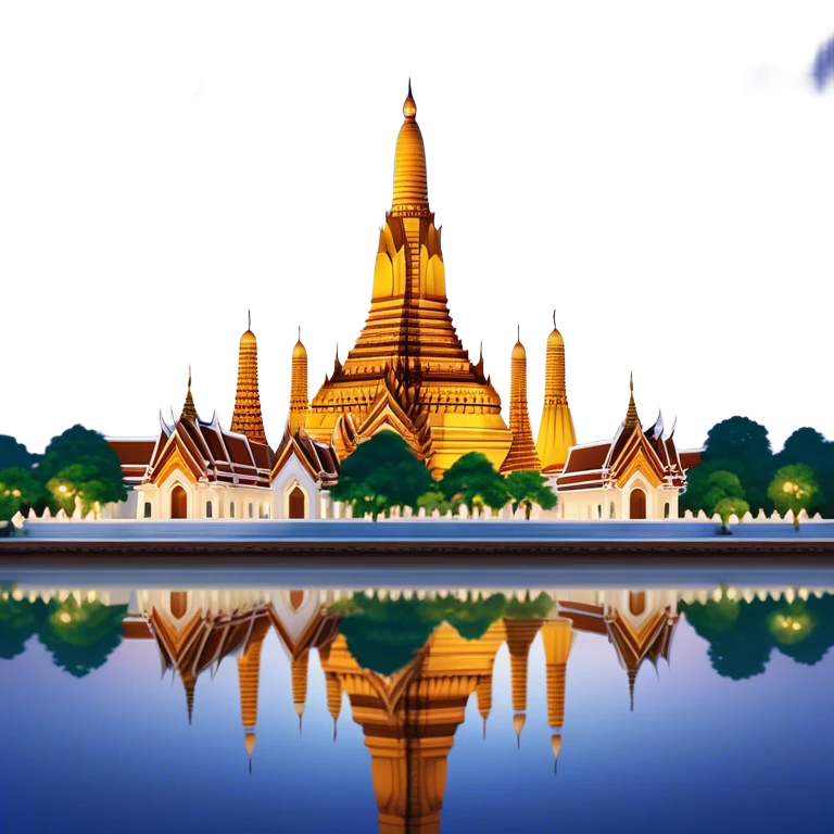 Cinematic Realistic Wat Arun Landmark Emoji, depicted with majestic temple spires illuminated against twilight rendered with intricate detail and soft, ethereal lighting. emoji