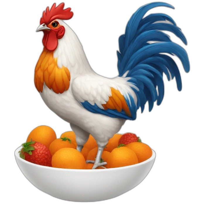 Gallo color cafe y anaranjado emoji