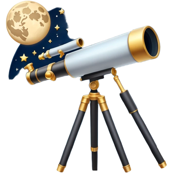 An icon featuring a telescope, stars, and a planet, symbolizing astronomy. The design includes a crescent moon, distant galaxies, and constellations, representing the study of space and celestial bodies. Transparent background highlights the exploration of the universe and cosmic phenomena. emoji