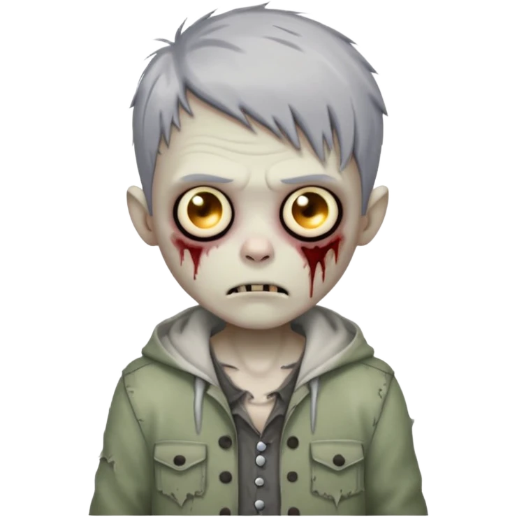 cute zombie boy with gray hair emoji