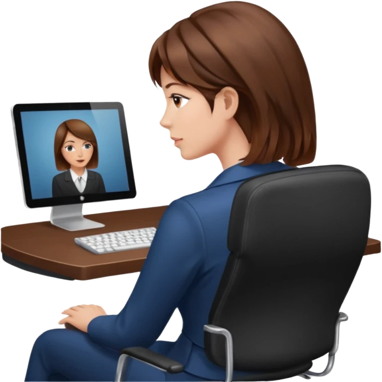 Back of head woman sitting on an office chair emoji