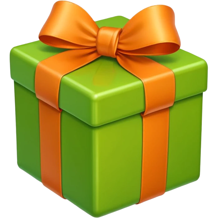 apple style emoji of a light green box with an orange bow and curled ribbon ends emoji