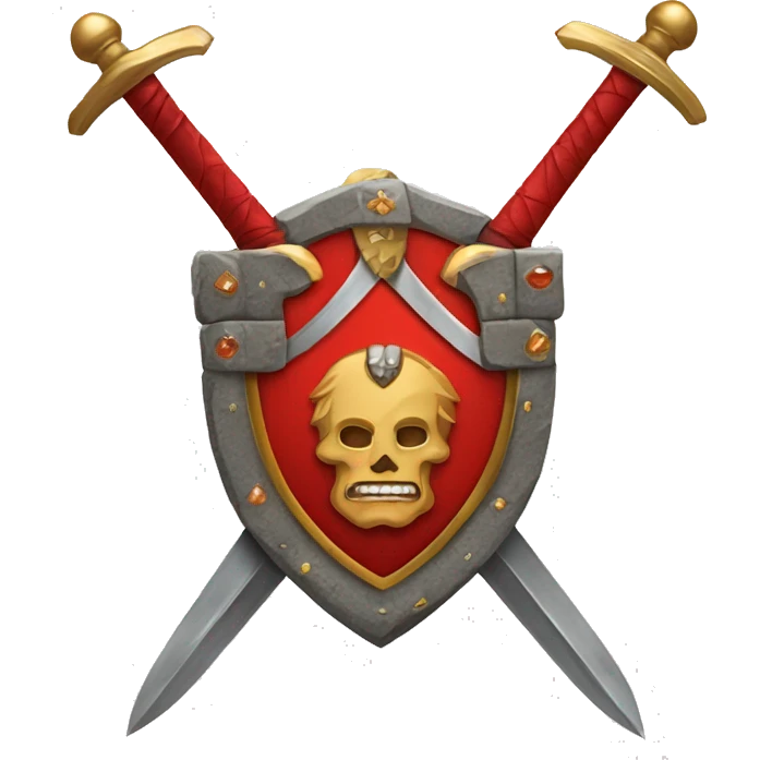 Red family crest with stones and swords emoji