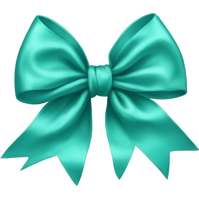 Realistic light teal silk bow emoji