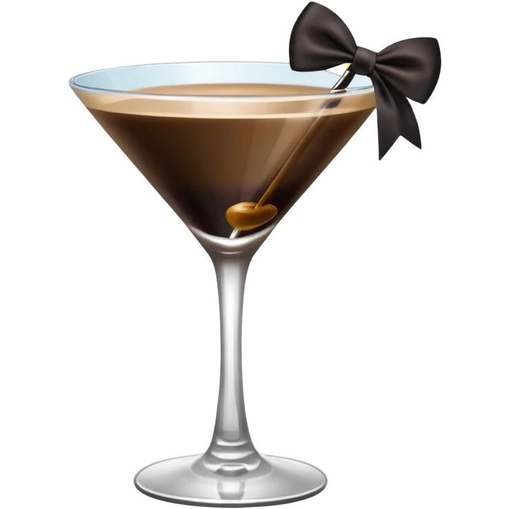 espresso martini with big Black Bow on martini على الكاس من تحت  emoji