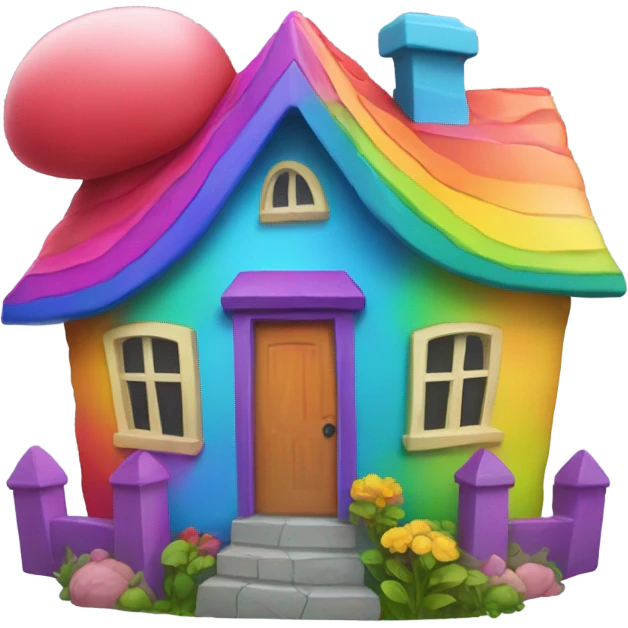 rainbow house with arms and can talk emoji