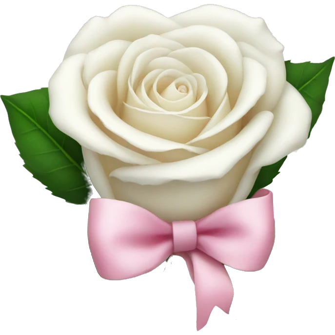 White rose with pink bow emoji