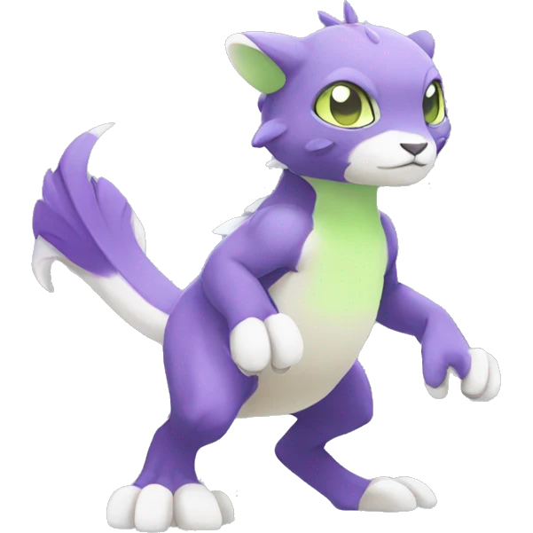 Cute cool purple white lime animal hybrid Fakemon full body emoji