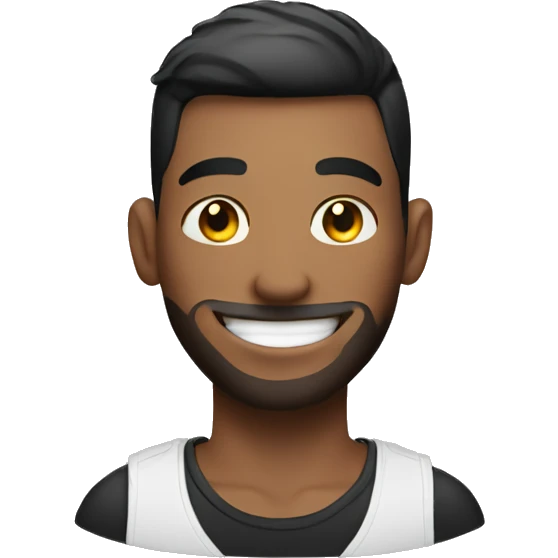 smiling male with tattooed arms black short emoji