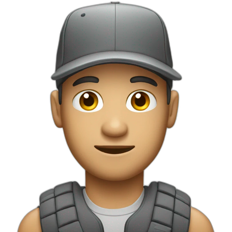 man with baseball cap and computer emoji