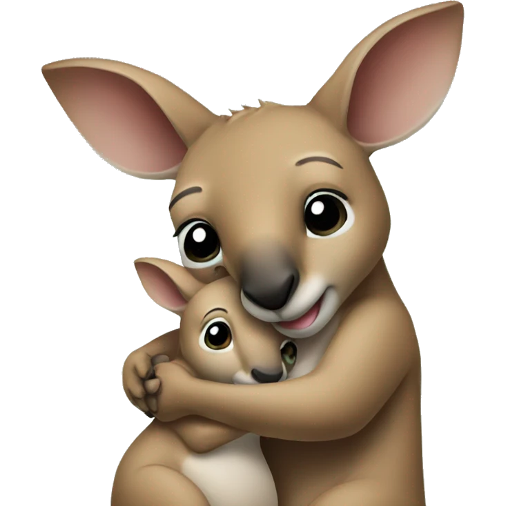 Kangaroo hug baby emoji