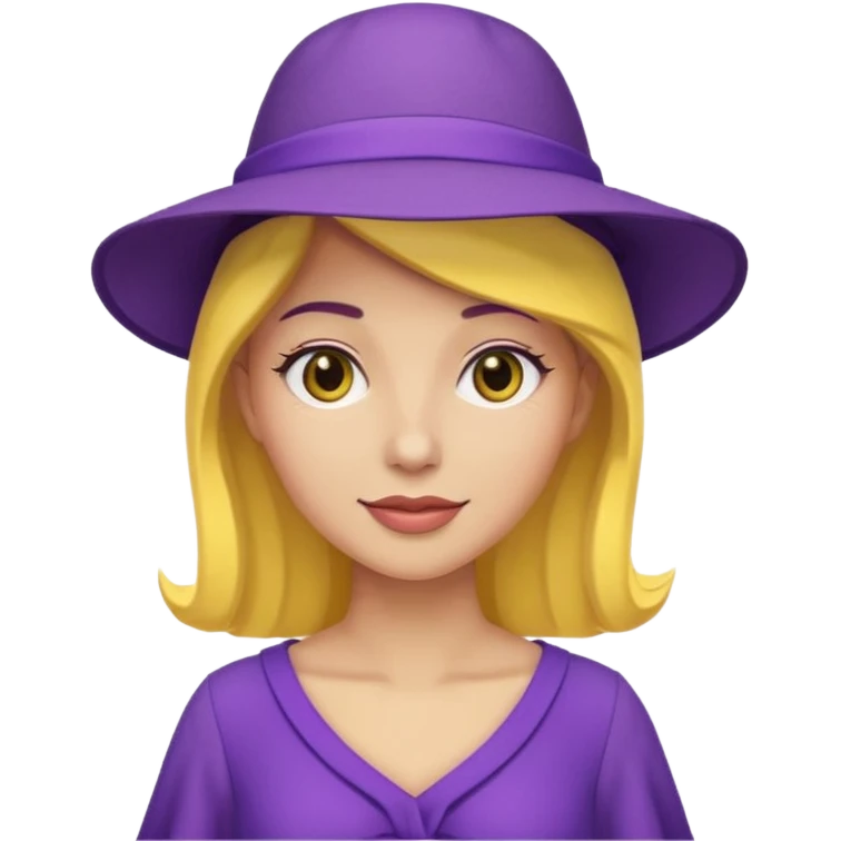 purple dress woman with yellow hat emoji