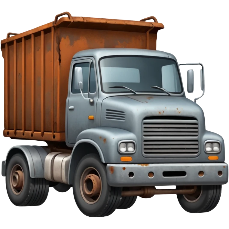 Truck damaged like junkyard with no wheels and trusted  emoji