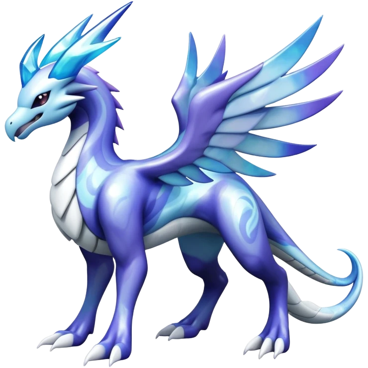 lugia-dialga-suicune-hybrid, marbled glass markings, full body emoji