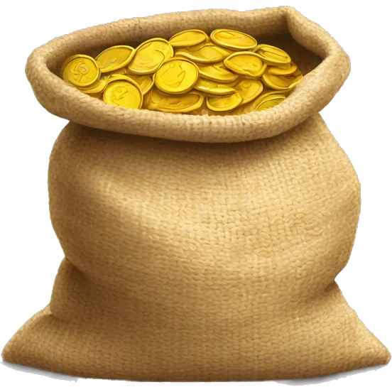old open jute bag full of coins emoji