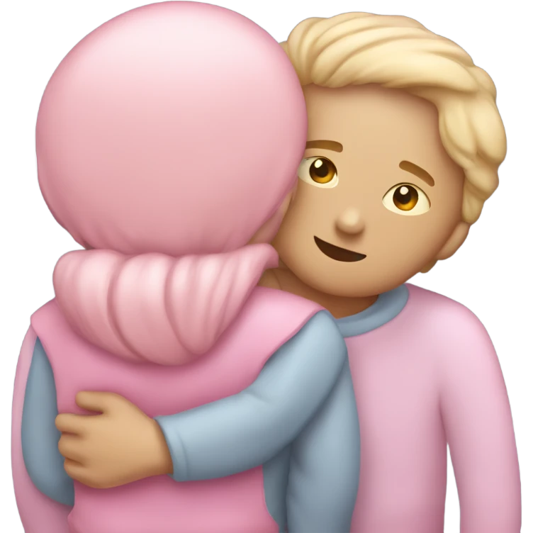 pink pastel guy and girl hugging each other back view emoji