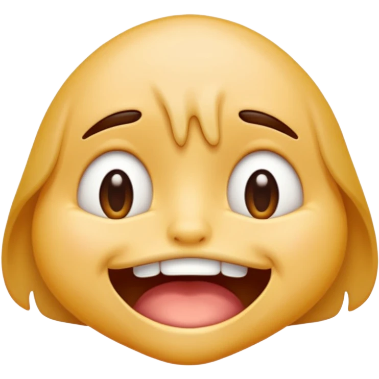 Normal emoji face but he is braindead. eyelids drooping, jaw hanging slightly open and drooling emoji