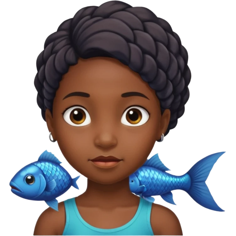 black girl kid with fish tail emoji