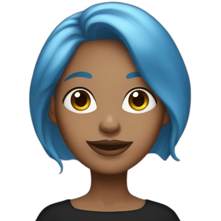 mommy with blue hair in black full skirt emoji