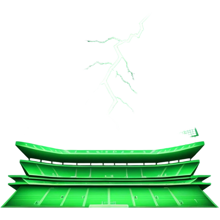 Cinematic realistic 3d neon green lightning above the stadium emoji