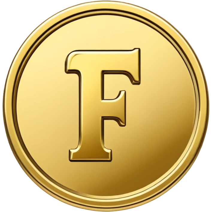 Currency crypto money symbol for the money "Fcoins" letter F, casino coin emoji