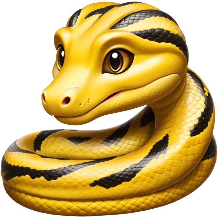 cinematic-cute-anaconda-portrait-emoji,-head-tilted-playfully-and-inquisitively,-with-a-sleek,-shimmering-body-adorned-with-detailed-scale-sriped patterns-and-round,-sparkling-eyes-full-of-wonder,-simplified-yet-irresistibly-adorable-features emoji