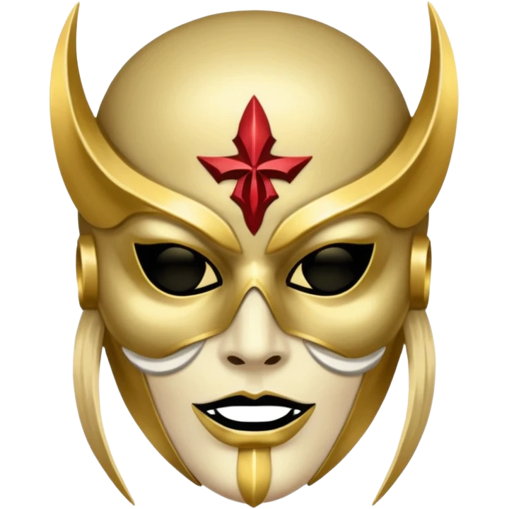 dark occult figure, gold mask, badass emoji