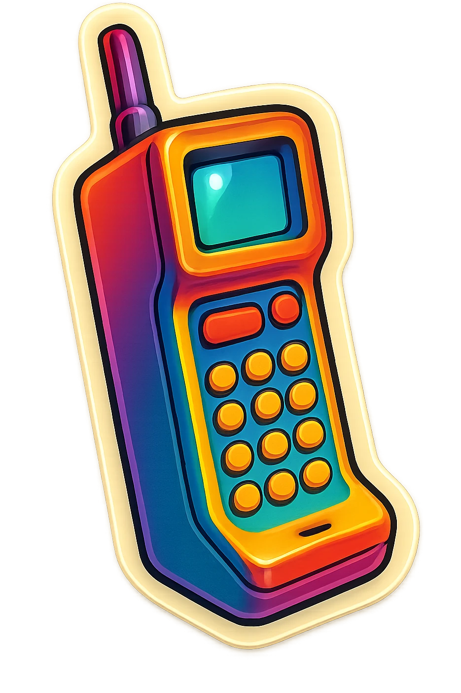 An iPhone sticker in retro stickers style, with a vintage design and bright colors emoji