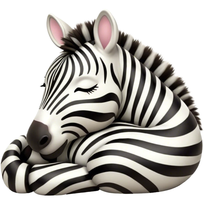 Meme-Worthy Cute Sleeping Zebra Portrait Emoji, Head resting peacefully with a contented smile, showcasing a lean, graceful build and a luxuriously soft striped Fur, eyes shut in a serene, restful nap, Simplified yet hilariously adorable features, highly detailed, glowing with a soft, drowsy light, high shine, relaxed and utterly lovable, stylized with an air of playful laziness, bright and heartwarming, soft glowing outline, capturing the essence of a comically sleepy zebra, so meme-worthy it feels like it could instantly become the next viral sensation of adorable slumber! emoji
