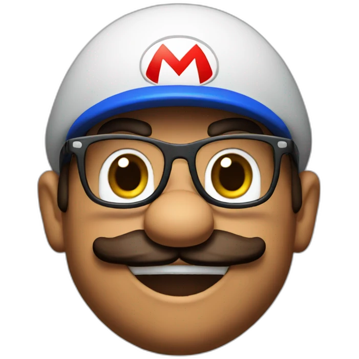 super Mario with glasses emoji