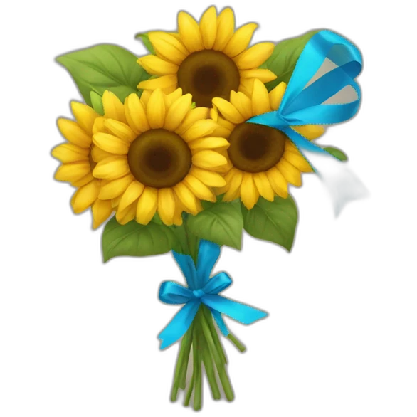 a bouquet of sunflowers tied with a yellow-blue ribbon emoji