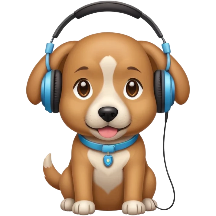 Preppy dog with headphones on emoji