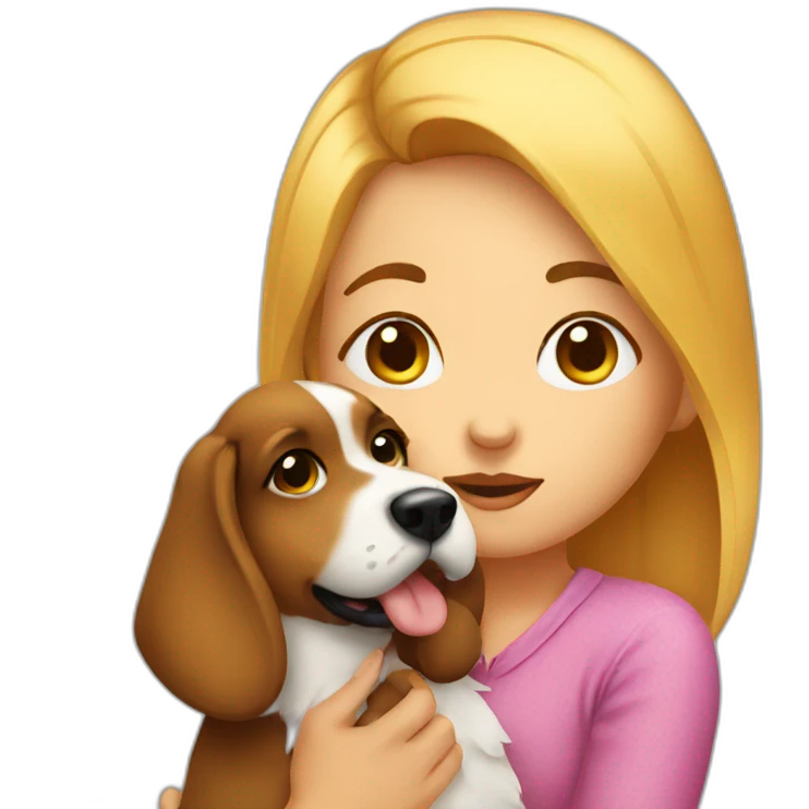 girl kiss dog emoji