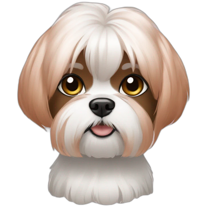 rose gold haired woman with white shih tzu emoji