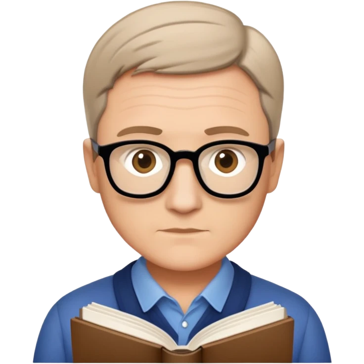 Hartmut Rosa holding a sociology book, no glasses, short hair emoji
