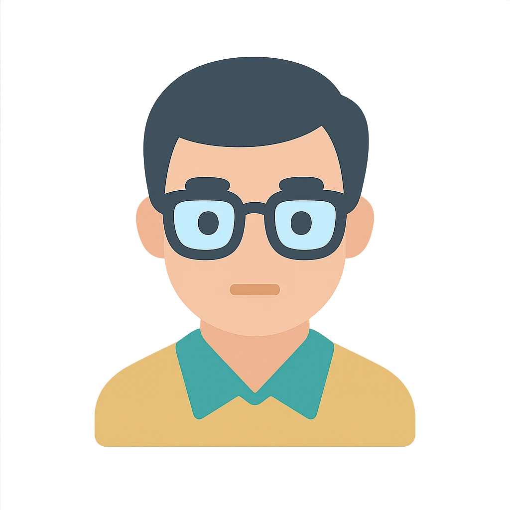 asian man with glasses, looking nerdy, color icon emoji