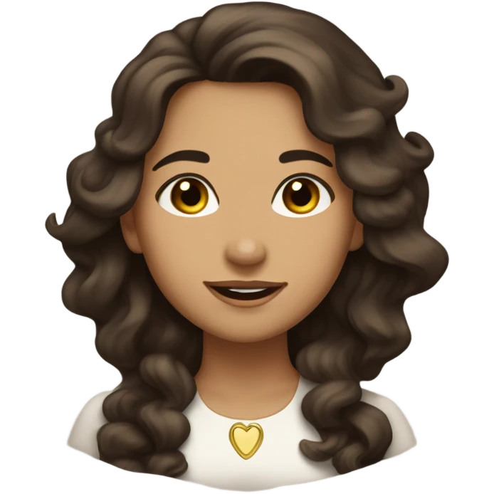 tan girl with long wavy dark brown hair and brown eyes coquette emoji