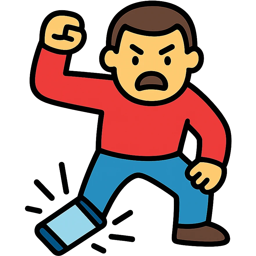 Man angrily smashing a smartphone on the ground emoji