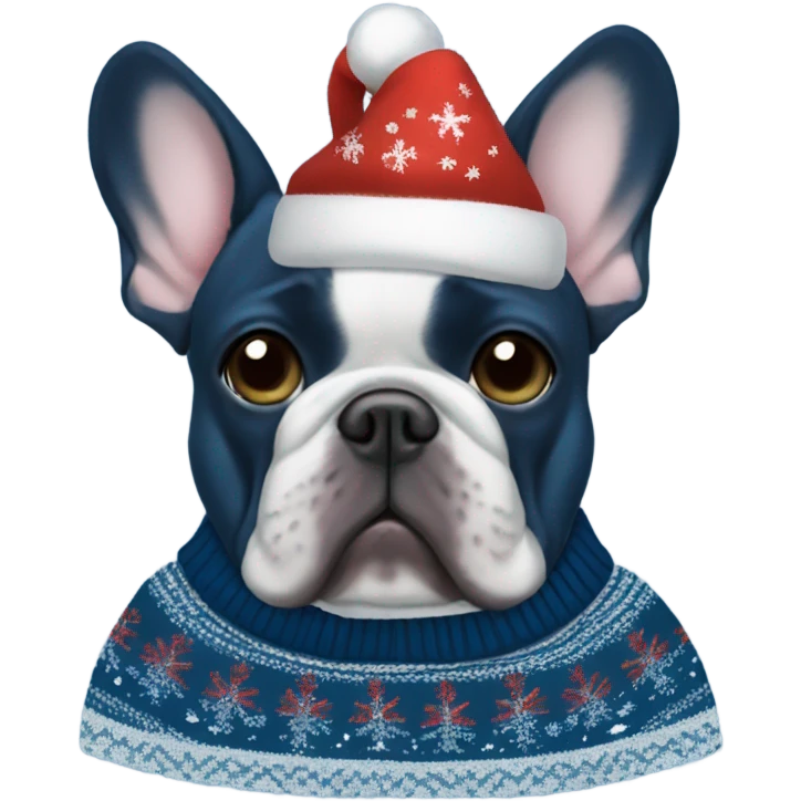 Blue French bulldog Christmas sweater  emoji