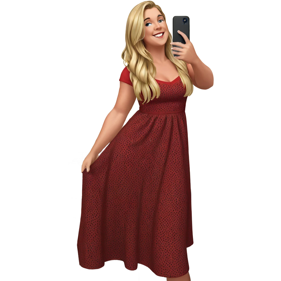 blonde girl in red dress emoji