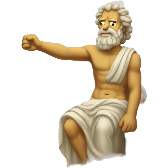 ancient greek philosopher shakes fist at sky in style of Abraham Simpson emoji